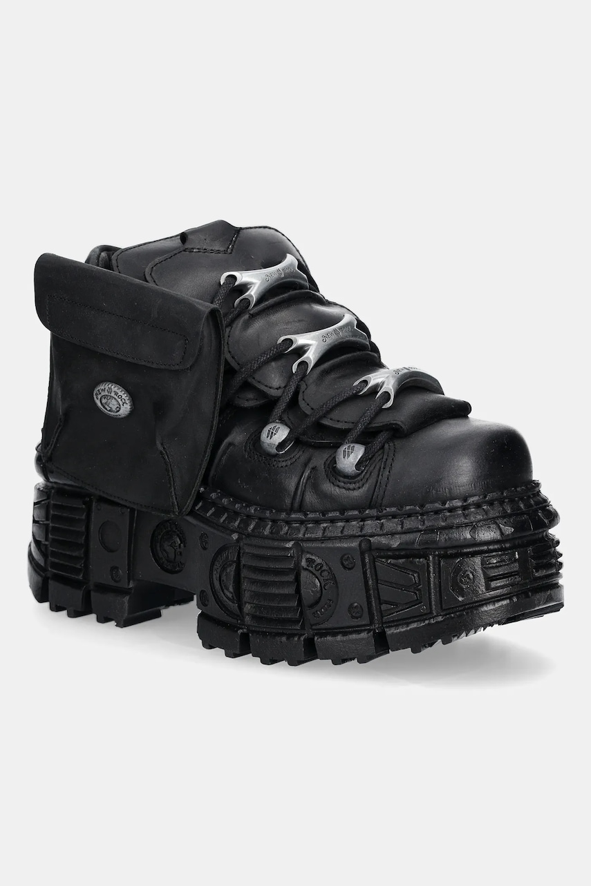 Kožené tenisky New Rock dámské, černá barva, M-OVERZ106NR-C1