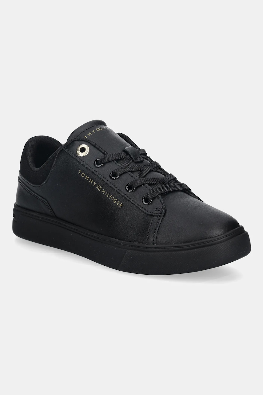 Kožené tenisky Tommy Hilfiger CASUAL CUPSOLE SNEAKER dámské, černá barva, FW0FW09020