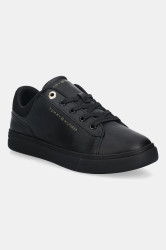 Kožené tenisky Tommy Hilfiger CASUAL CUPSOLE SNEAKER dámské, černá barva, FW0FW09020