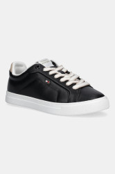 Kožené tenisky Tommy Hilfiger ICON COURT SNEAKER dámské, černá barva, FW0FW08815