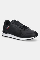 Kožené tenisky Tommy Hilfiger RUNNER ICON LEATHER pánské, černá barva, FM0FM05740