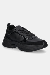 Kožené tenisky Tommy Hilfiger TH CHUNKY RUNNER PATENT dámské, černá barva, FW0FW08840