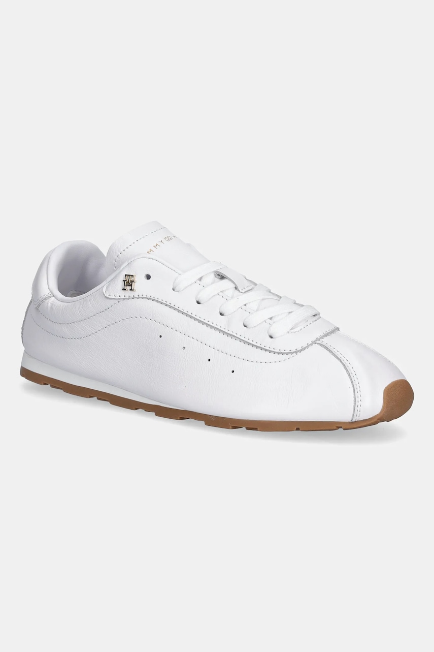 Kožené tenisky Tommy Hilfiger TH LOW PROFILE RUNNER dámské, bílá barva, FW0FW08951