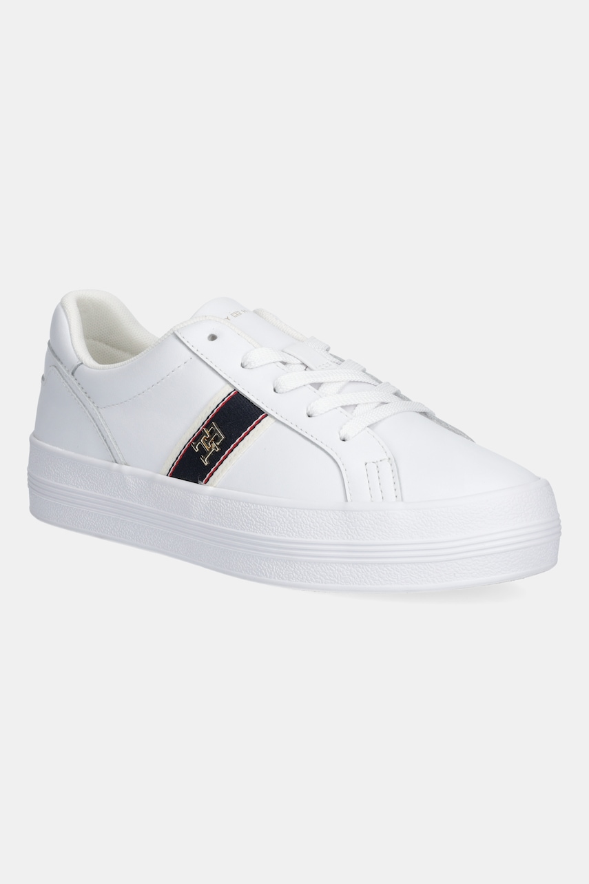 Kožené tenisky Tommy Hilfiger VULC WEBBING SNEAKER dámské, bílá barva, FW0FW08903