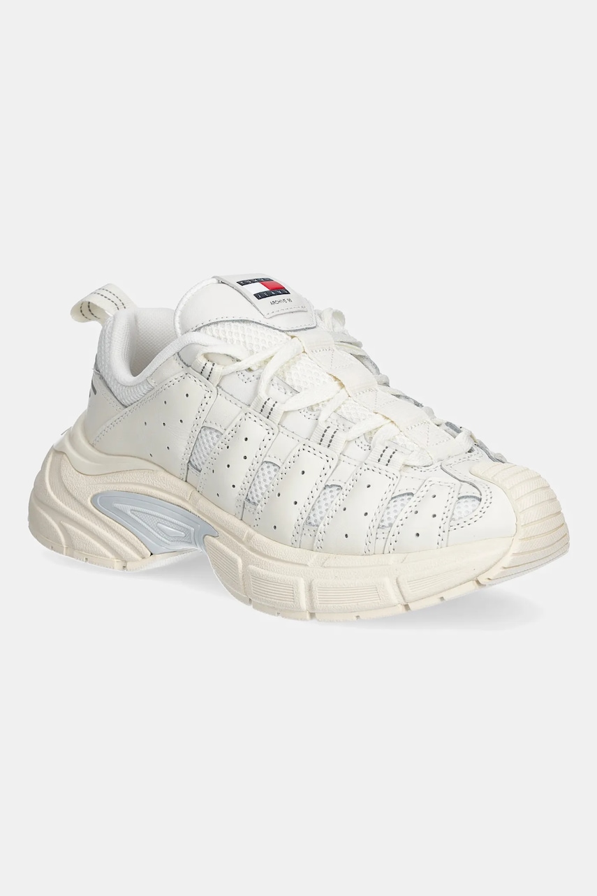 Kožené tenisky Tommy Jeans ARCHIVE '95 dámské, béžová barva, EN0EN02865