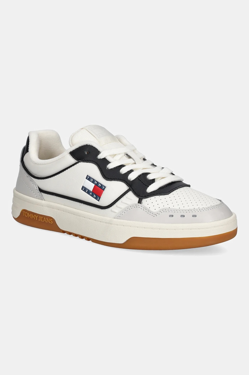 Kožené tenisky Tommy Jeans TJM CUPSOLE ELEVATED LEATHER pánské, bílá barva, EM0EM01585