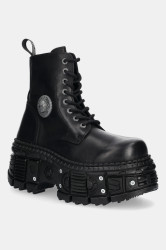 Kožené workery New Rock ITALI NEGRO GRUESO, TANK CASCO NEGRO TORNILLOS