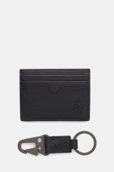 Kožený držák na karty a klíčenka Tommy Hilfiger tmavomodrá barva, AM0AM13779