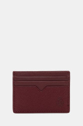 Kožený držák na karty a klíčenka Tommy Hilfiger vínová barva, AM0AM13779