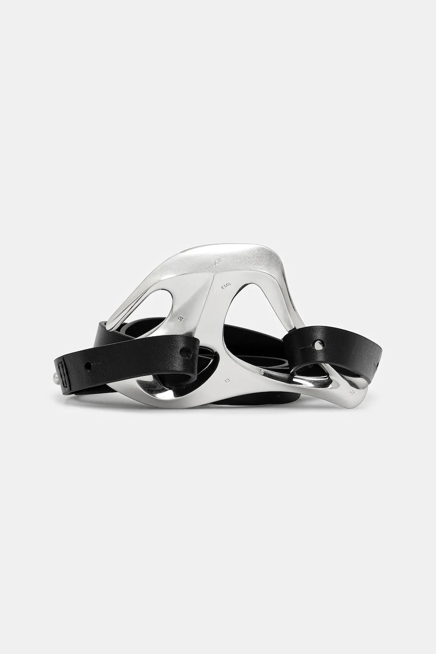 Kožený pásek Heliot Emil dámský, černá barva, SS25_16_099_SLV11_CO