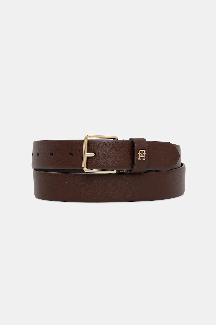 Kožený pásek Tommy Hilfiger dámský, hnědá barva, AW0AW18251