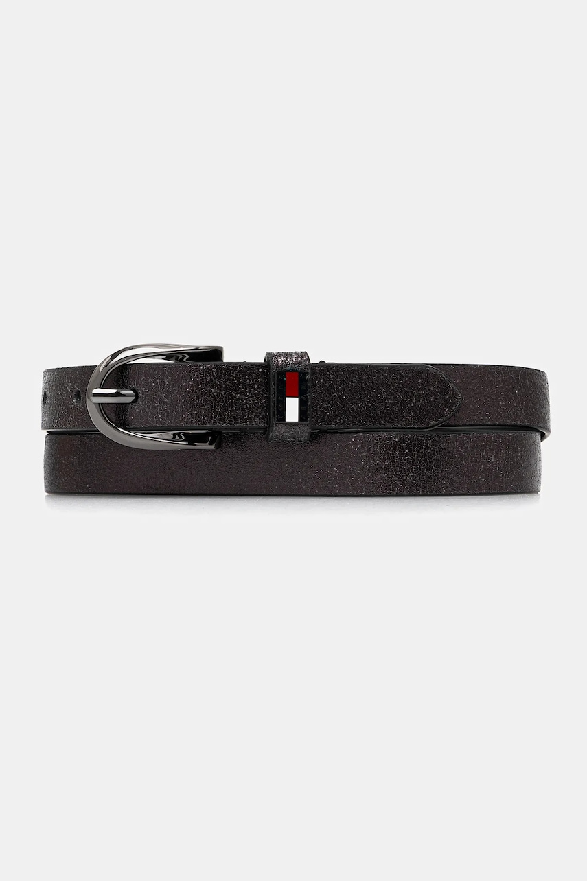 Kožený pásek Tommy Jeans dámský, černá barva, AW0AW17917