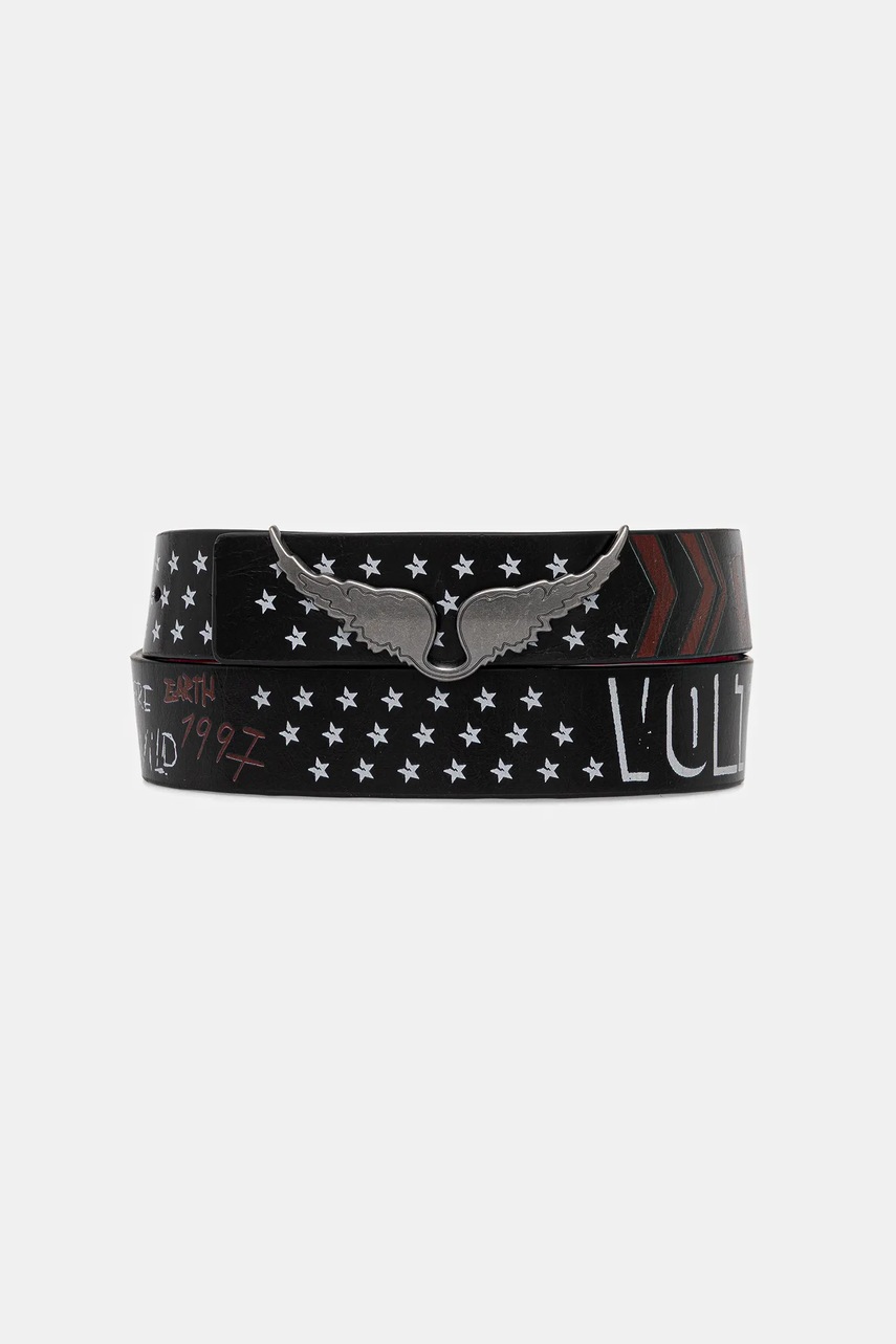 Kožený pásek ZADIG&VOLTAIRE dámský, černá barva, LWBT01345