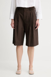 Kraťasy A.L.C. Charlie dámské, hnědá barva, high waist, 2PANT01171