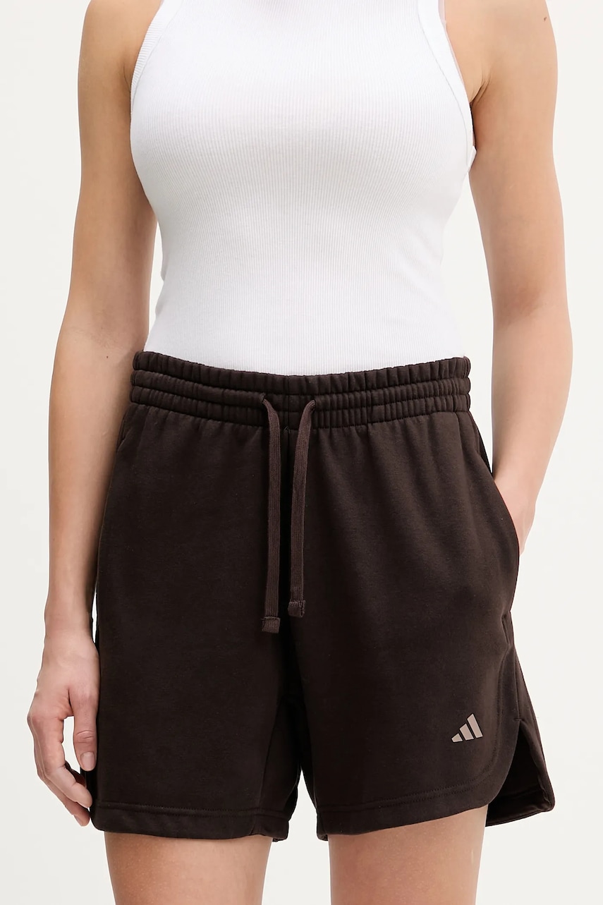 Kraťasy adidas dámské, hnědá barva, high waist, KT0886