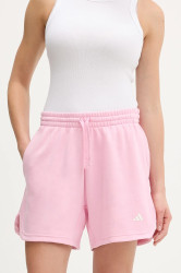 Kraťasy adidas dámské, růžová barva, s potiskem, high waist, KT3268