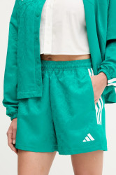 Kraťasy adidas House of Tiro dámské, tyrkysová barva, high waist, JL9208