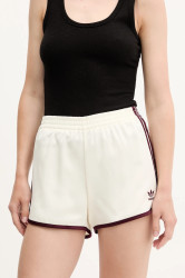 Kraťasy adidas Originals 3-Stripes dámské, béžová barva, s aplikací, high waist, KA7739