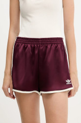 Kraťasy adidas Originals 3-Stripes dámské, vínová barva, high waist, KA7738