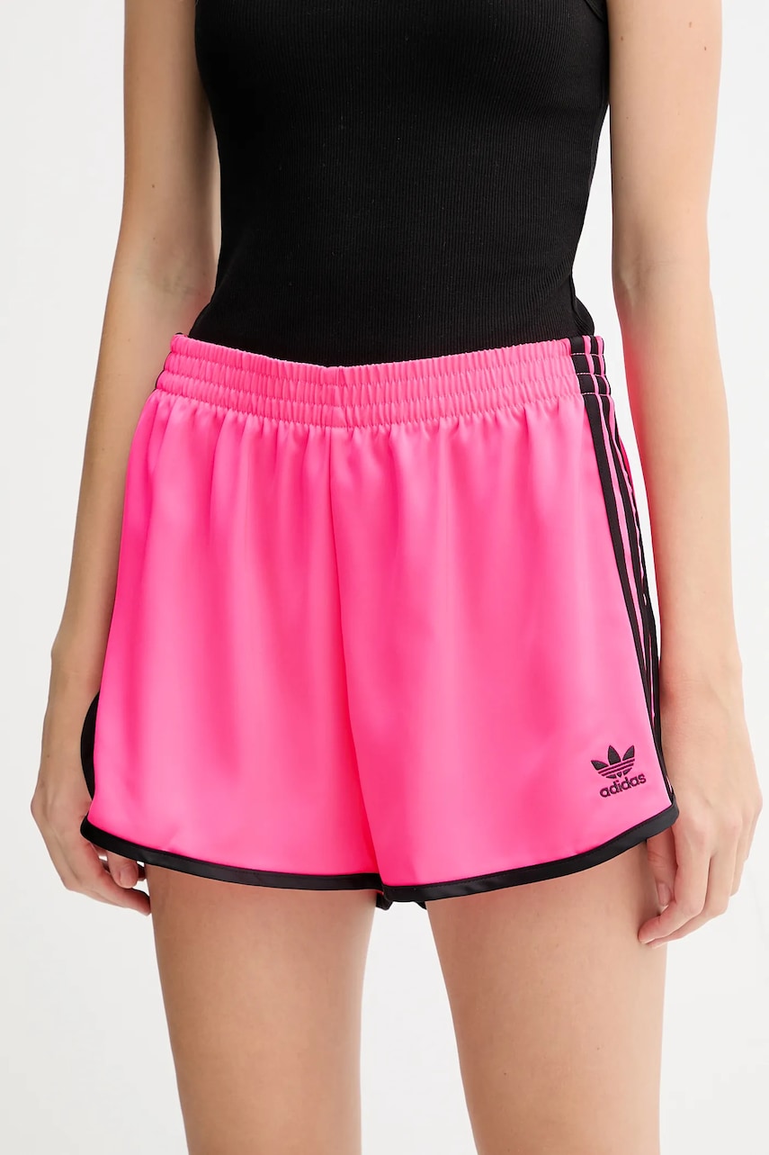 Kraťasy adidas Originals 3s Sprinter dámské, růžová barva, s aplikací, high waist, JW5062