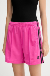 Kraťasy adidas Originals Firebird dámské, růžová barva, s aplikací, high waist, JW5049