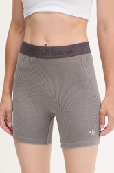 Kraťasy adidas Originals Rib Shorts Wash dámské, šedá barva, high waist, JW3592