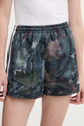 Kraťasy adidas Originals Satin Shorts dámské, černá barva, high waist, KE3739