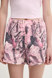 Kraťasy adidas Originals Satin Shorts dámské, růžová barva, high waist, KC8808
