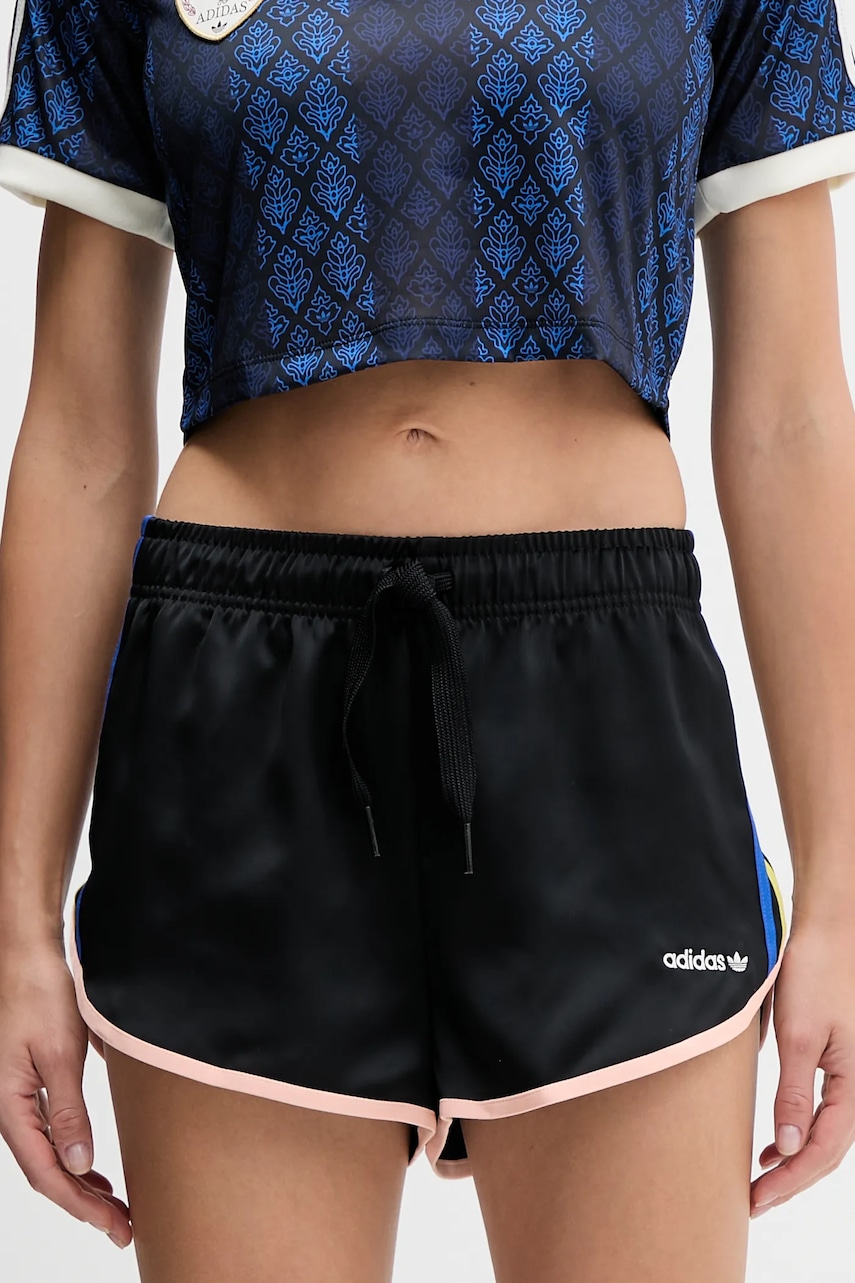 Kraťasy adidas Originals Sprinter Shorts dámské, černá barva, s aplikací, high waist, JP1815
