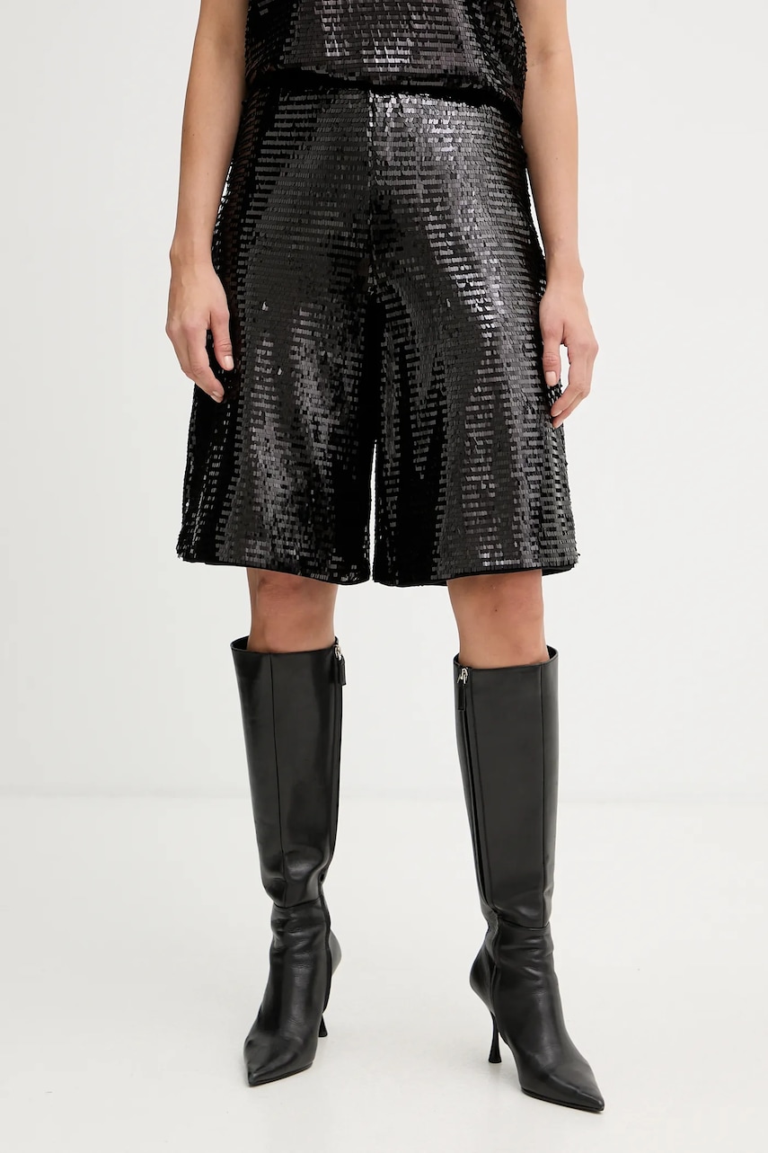 Kraťasy Armani Exchange dámské, černá barva, high waist, XW001773 AF16152