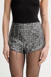 Kraťasy Bardot dámské, černá barva, s aplikací, high waist, 60208PB1