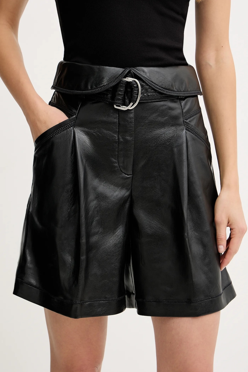 Kraťasy BOSS Orange C_Tadeli dámské, černá barva, high waist, 50547323