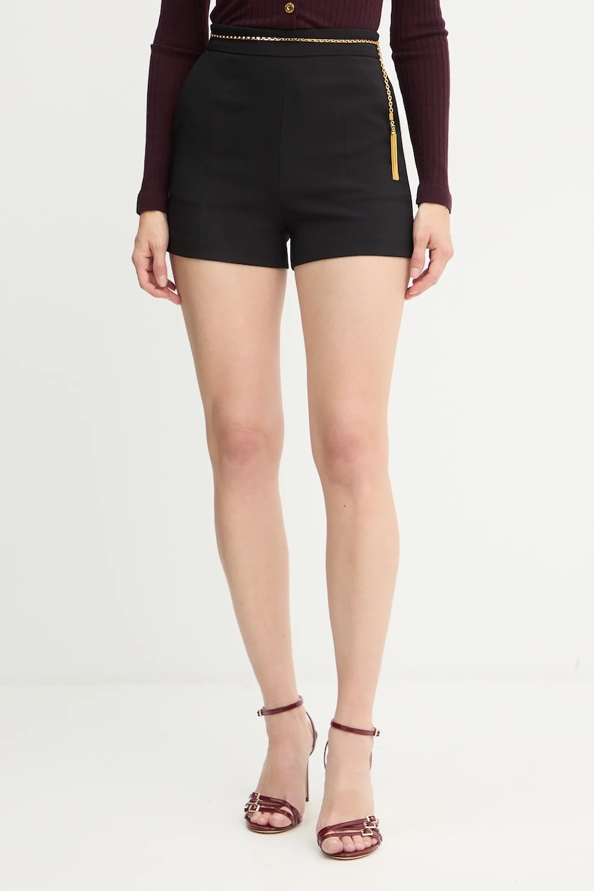 Kraťasy Elisabetta Franchi dámské, černá barva, high waist, SH01757E2
