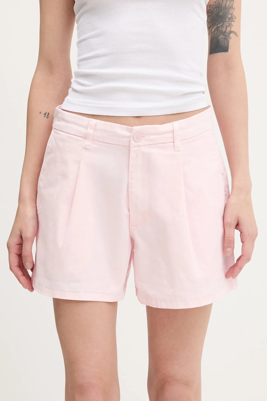 Kraťasy Guess Jeans dámské, růžová barva, medium waist, W5GD1U WGB51