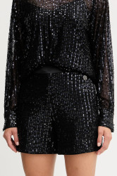 Kraťasy Karl Lagerfeld dámské, černá barva, s aplikací, high waist, A4W10125