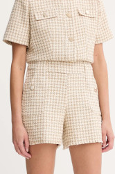 Kraťasy Morgan dámské, béžová barva, high waist, SHAV.F