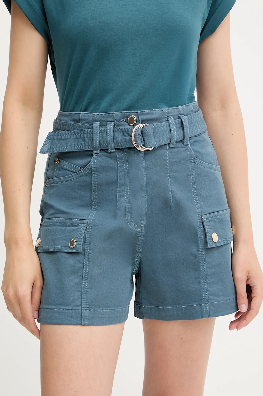 Kraťasy Morgan dámské, tyrkysová barva, high waist, SHITITO