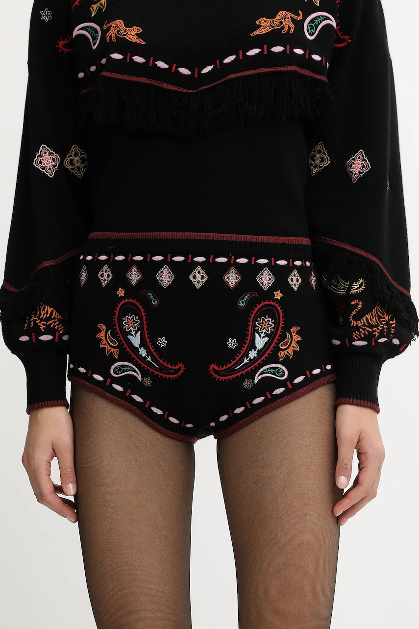 Kraťasy Never Fully Dressed dámské, černá barva, high waist, NFDKN745