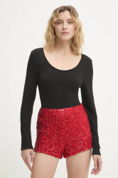 Kraťasy Never Fully Dressed dámské, červená barva, high waist, NFDTR561