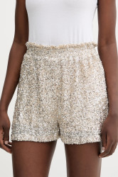 Kraťasy Never Fully Dressed dámské, stříbrná barva, high waist, NFDTR512