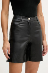 Kraťasy Sisley dámské, černá barva, high waist, 44UKL901Q
