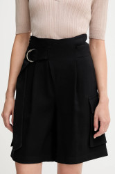 Kraťasy Sisley dámské, černá barva, high waist, 4G48L901I