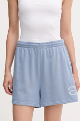 Kraťasy Tommy Hilfiger dámské, modrá barva, s potiskem, high waist, UW0UW05794