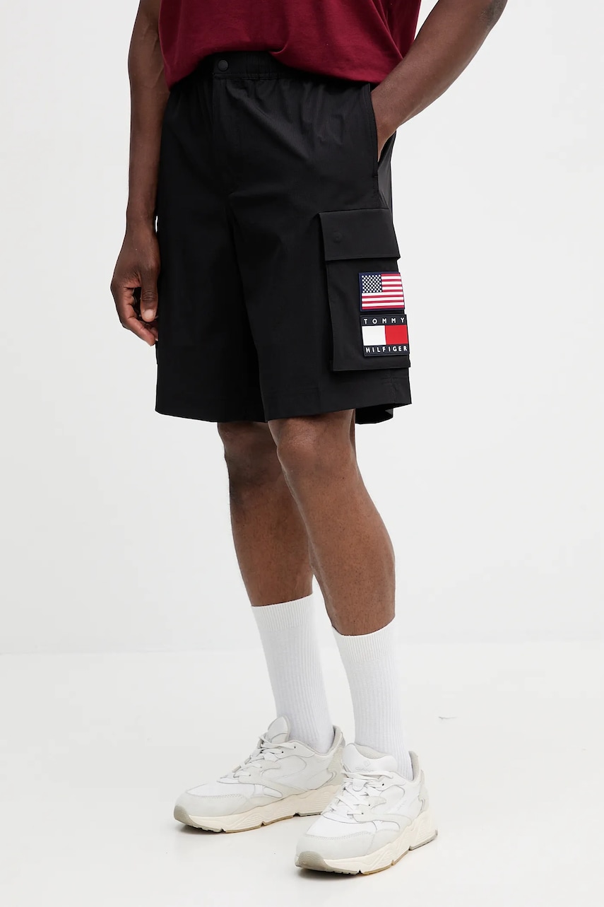Kraťasy Tommy Hilfiger x SAIL GP pánské, černá barva, MW0MW41414