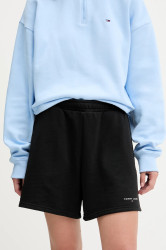 Kraťasy Tommy Jeans dámské, černá barva, high waist, DW0DW21152