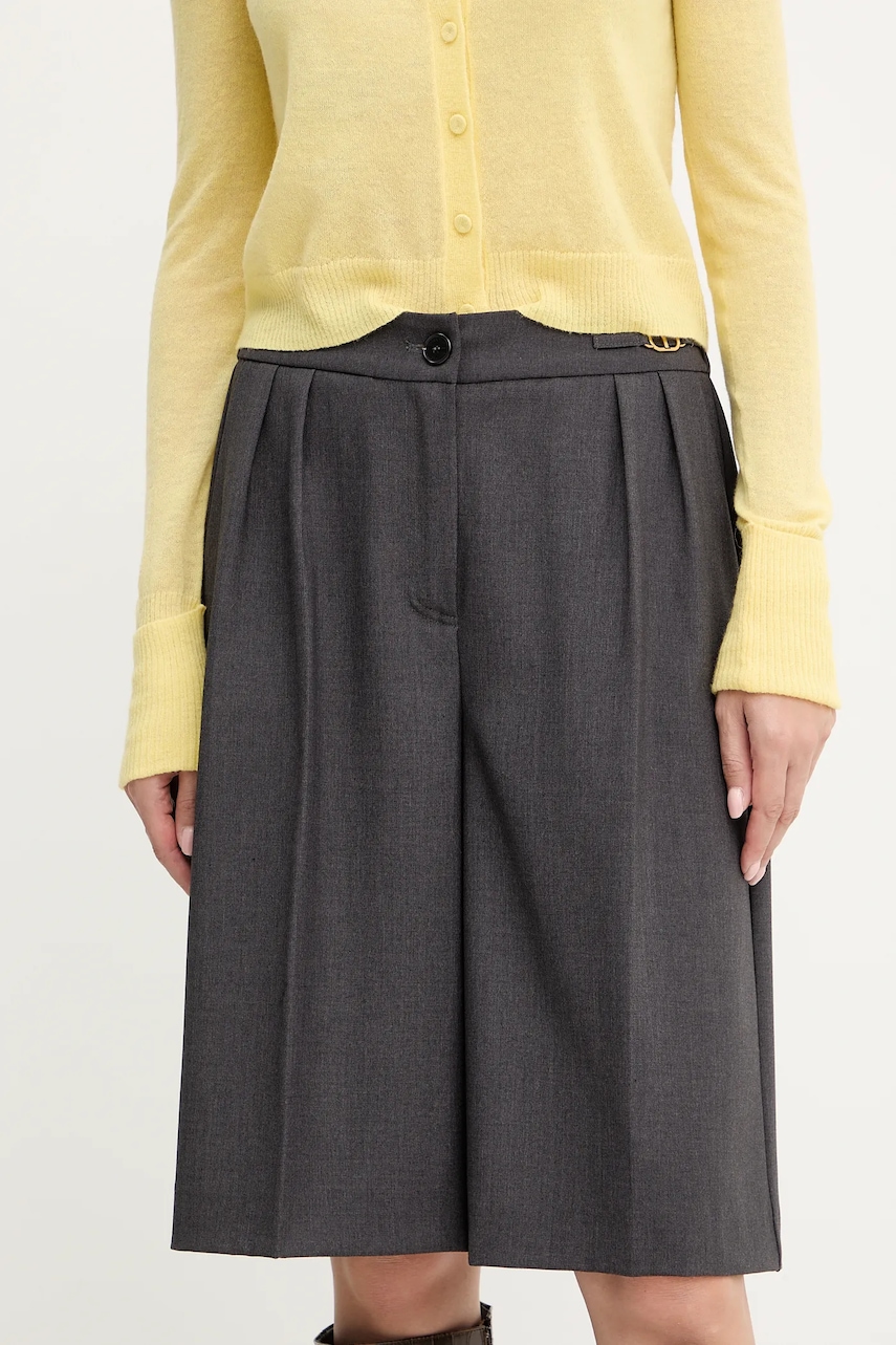 Kraťasy Twinset dámské, šedá barva, high waist, 252TF2042