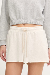 Kraťasy Under Armour Rival Terry dámské, béžová barva, high waist, 1389657