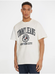 Krémové pánské tričko Tommy Jeans - Pánské