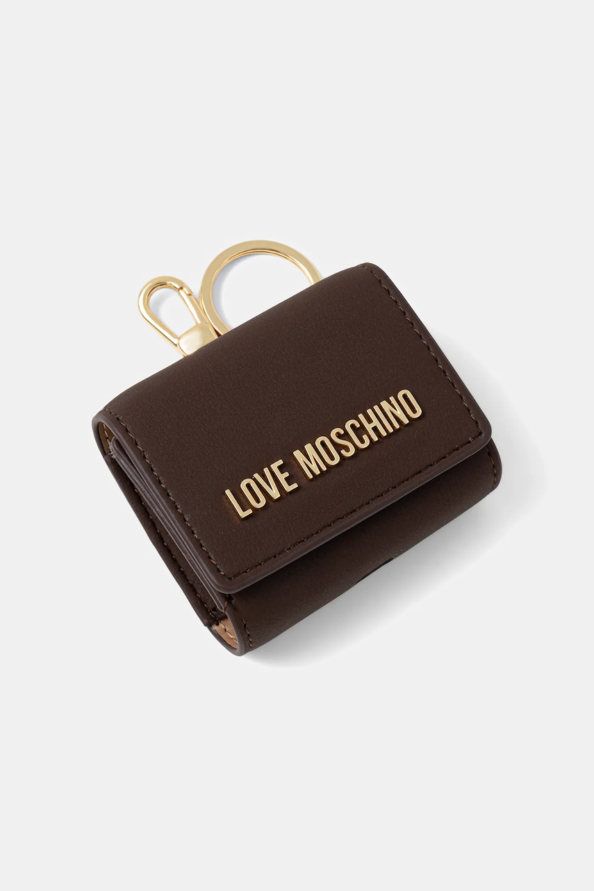 Kryt na airpods Love Moschino hnědá barva, JC5683PP0NKD0313