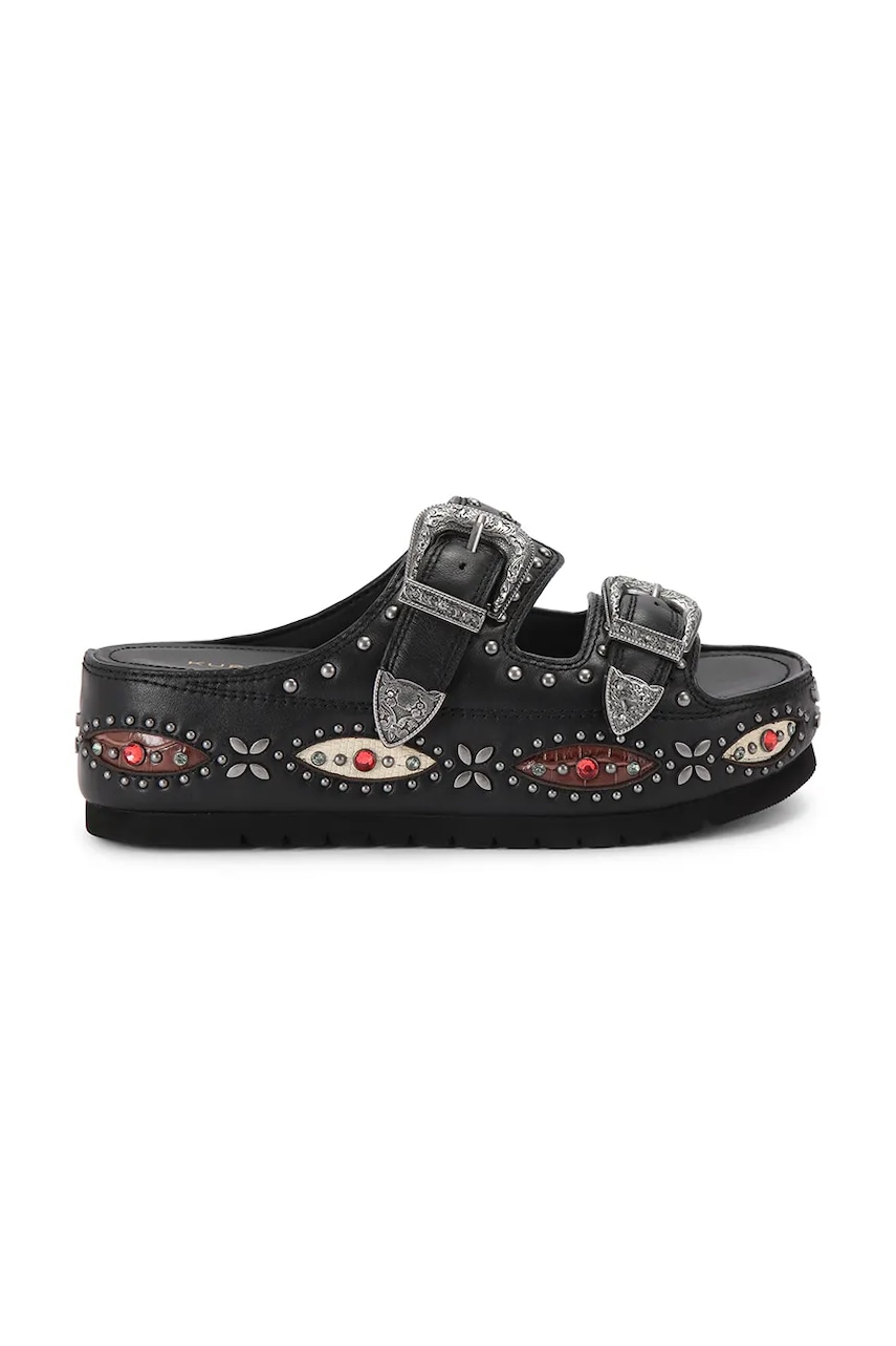 Kurt Geiger London  pantofle na platformě dámské kožené Western Buckle Flatform